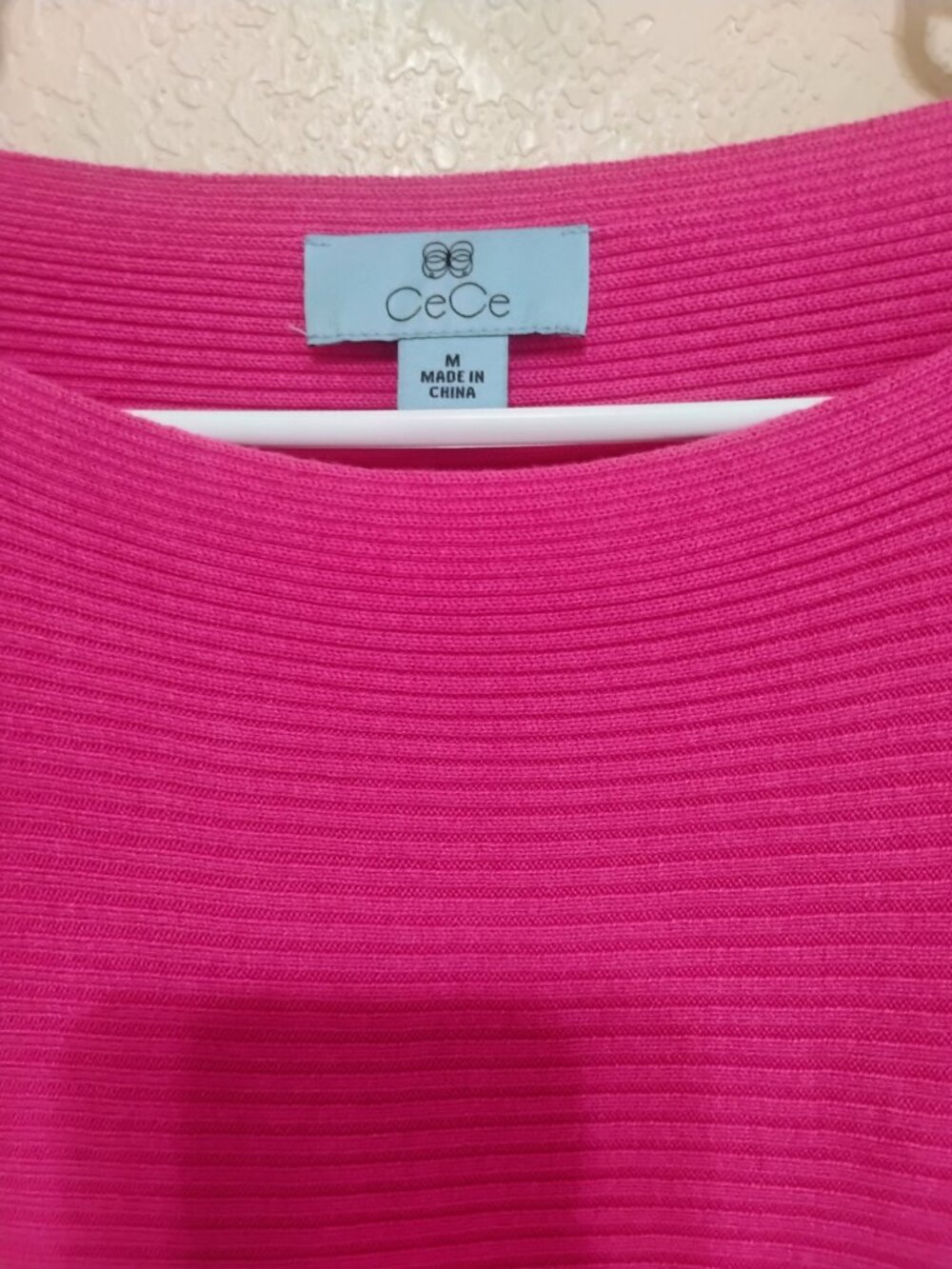 CeCe Pink Ribbed Dolman Sleeve Sweater M Cotton Modal Knit - Picture 2 of 4
